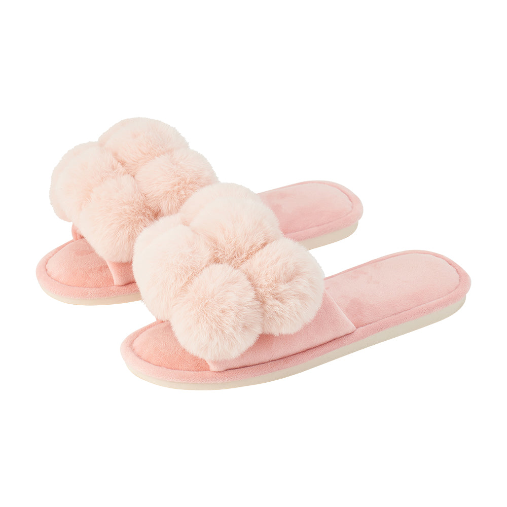 Pink pom pom slippers new arrivals